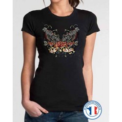 Bikers-Custom : T shirt femme guns to death