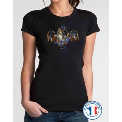 Bikers-Custom : T shirt femme dreamcatcher wolf