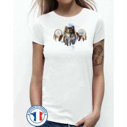 Bikers-Custom : T shirt femme dreamcatcher wolf