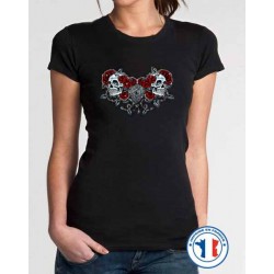 Bikers-Custom : T shirt femme key heart