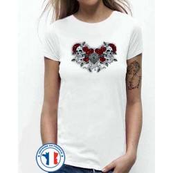 Bikers-Custom : T shirt femme key heart