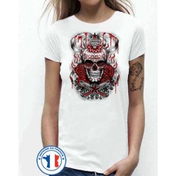 Bikers-Custom : T shirt femme demonized skull