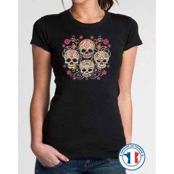 Bikers-Custom : T shirt femme the four skulls