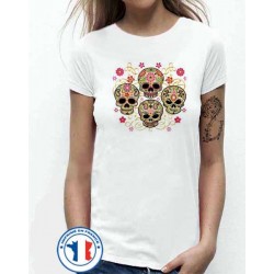 Bikers-Custom : T shirt femme the four skulls