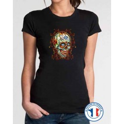 Bikers-Custom : T shirt femme diamond skull