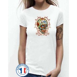 Bikers-Custom : T shirt femme diamond skull