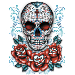 T shirt femme  sugar skull cross