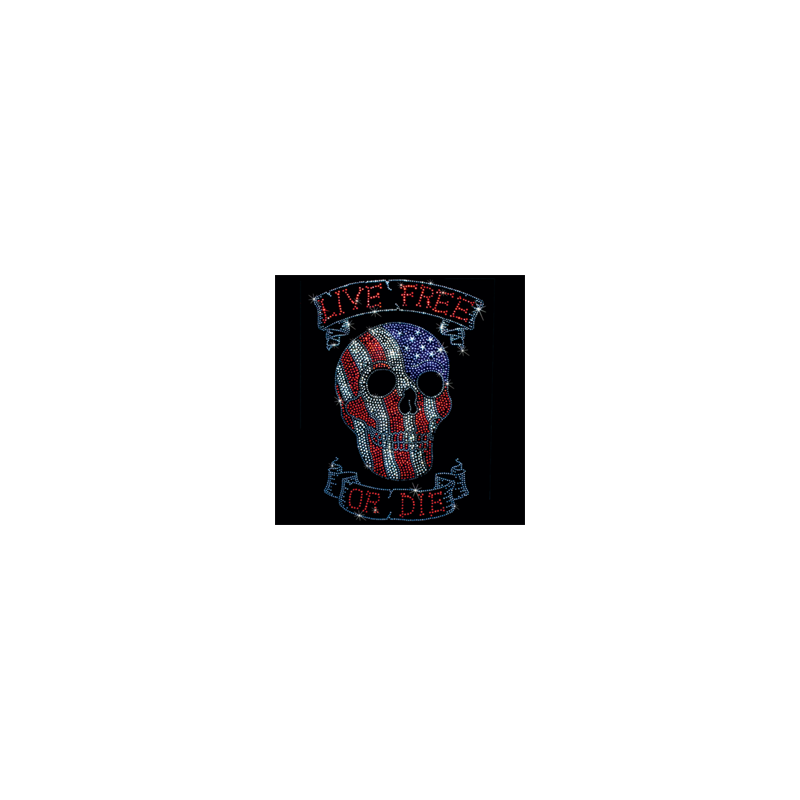 Bikers-Custom : T shirt femme strass live free or die