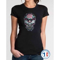 Bikers-Custom : T shirt femme strass evil studs
