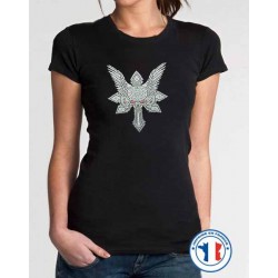 Bikers-Custom : T shirt femme strass angel skull