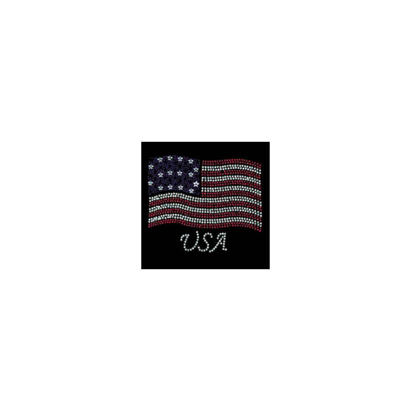 Bikers-Custom : T shirt femme strass us flag