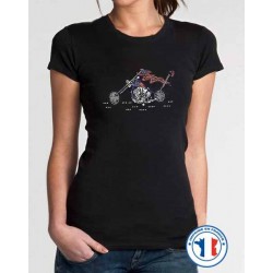 Bikers-Custom : T shirt femme strass captain america