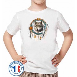 Bikers-Custom : T Shirt enfant dreamcatcher wolf