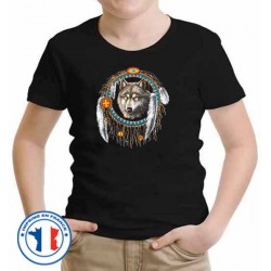 Bikers-Custom : T Shirt enfant dreamcatcher wolf