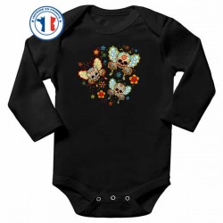 Bikers-Custom : Body bébé biker SKULL BUTTERFLY