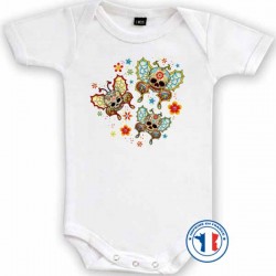 Bikers-Custom : Body bébé biker SKULL BUTTERFLY