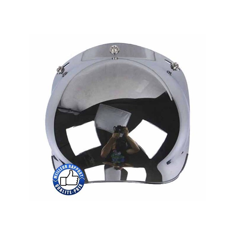 Bikers-Custom : Visière bulle pour casque jet, couleur chrome