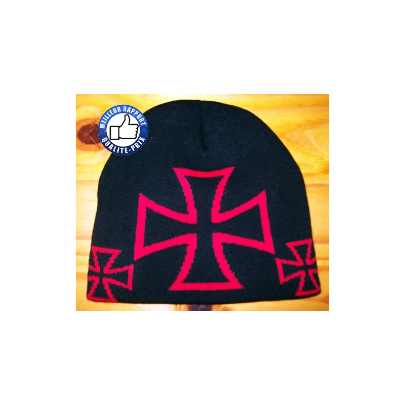 Bikers-Custom : Bonnet croix de malte rouge