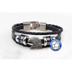 Bracelet cuir tête d'aigle