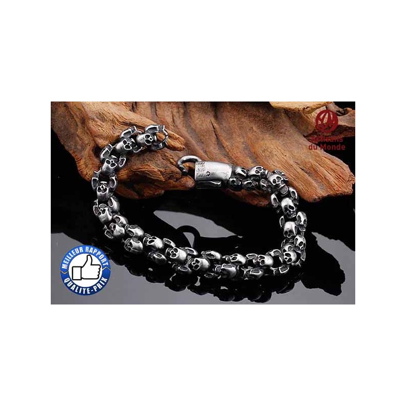 Bikers-Custom : Bracelet totem skulls mat