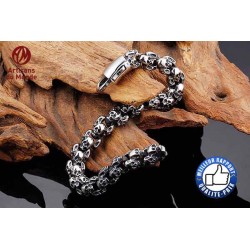 Bikers-Custom : Bracelet totem skulls silver