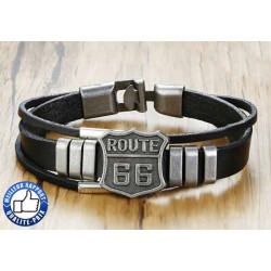 Bikers-Custom : Bracelet cuir route 66