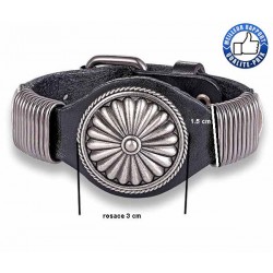 Bikers-Custom : Bracelet cuir rosace