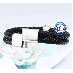 Bikers-Custom : Bracelet cuir 3 skulls