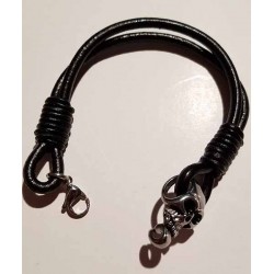 Bikers-Custom : Bracelet cuir tête de mort