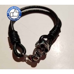 Bracelet cuir tête de mort