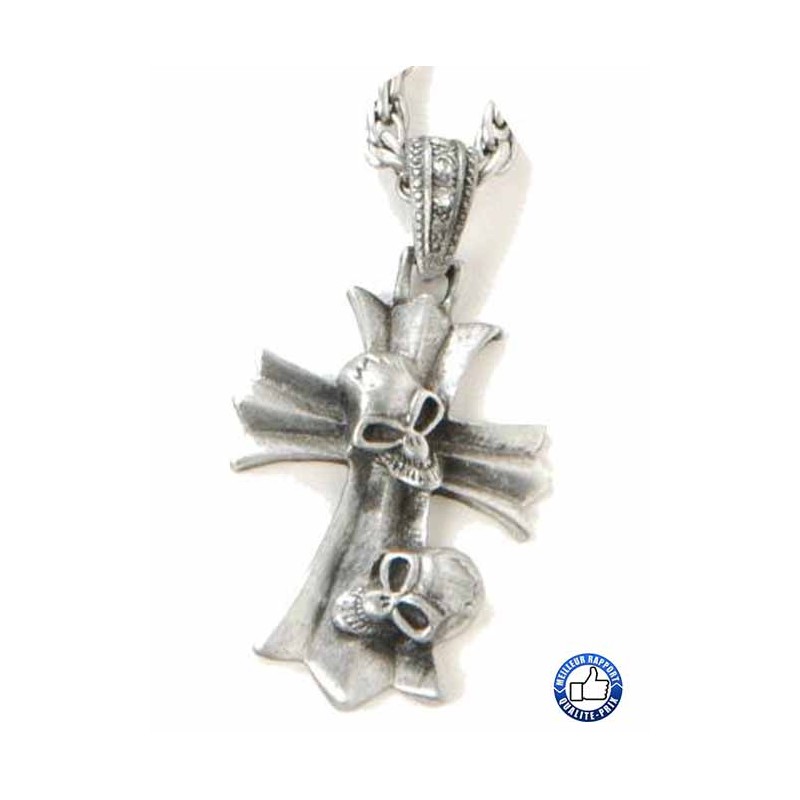 Bikers-Custom : Pendentif skull cross