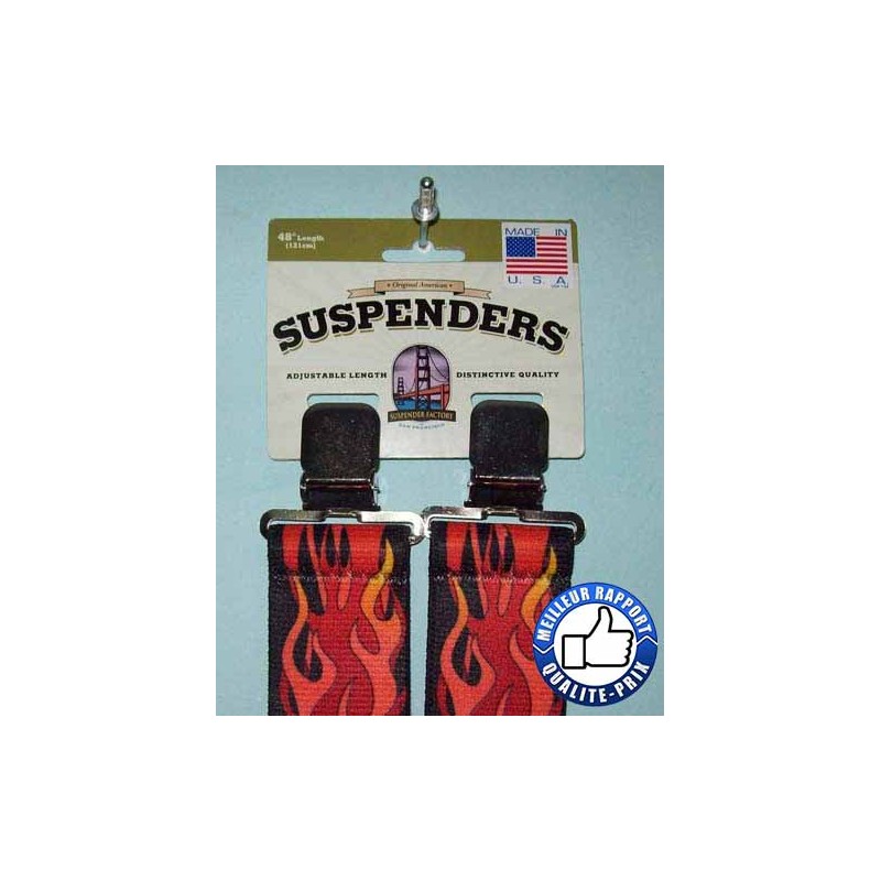 Bikers-Custom : Bretelle us, motif flamme orange