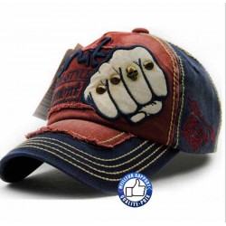 Casquette biker style vintage rouge/bleu