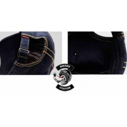 Bikers-Custom : Casquette biker style vintage bleu ciel et noir
