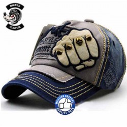 Casquette biker style vintage gris et bleu