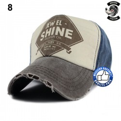 Casquette biker pure oil beige et bleu