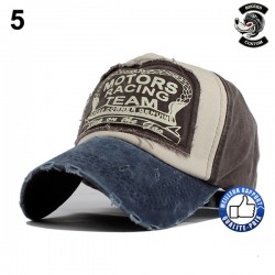 Casquette biker motor racing beige et marron