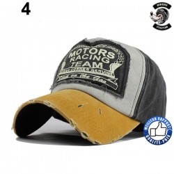 Casquette biker motor racing beige et noir