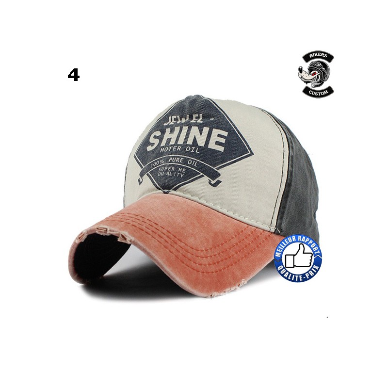 Bikers-Custom : Casquette biker pure oil beige et noir