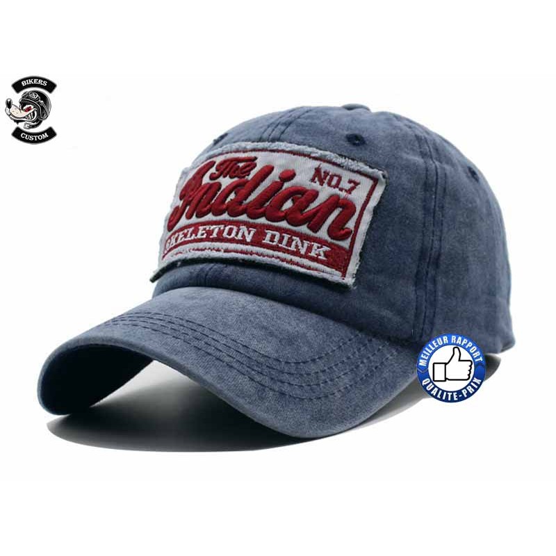 Bikers-Custom : Casquette indian bleu
