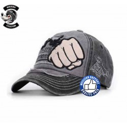 Casquette biker poing gris et noir