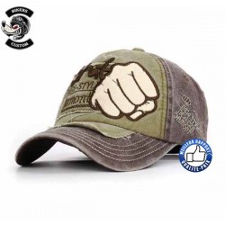 Casquette biker poing kaki et marron