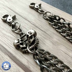 Bikers-Custom : Chaîne portefeuille mailles plates skulls