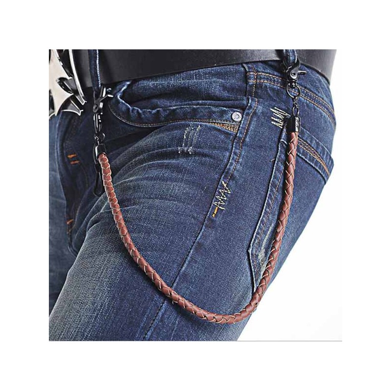 Bikers-Custom : Lanière portefeuille brown leather