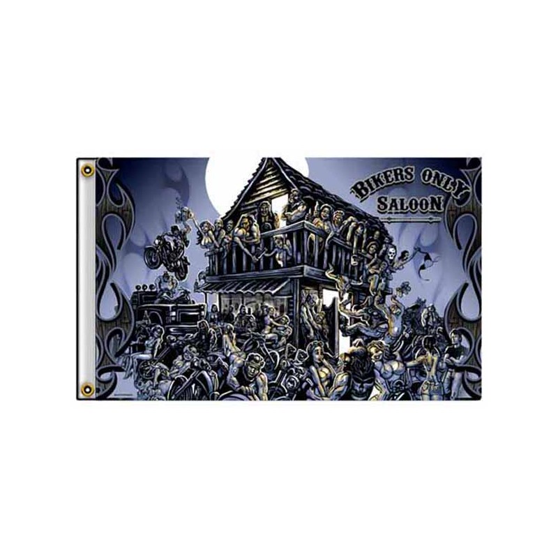 Bikers-Custom : Drapeau biker saloon de nuit