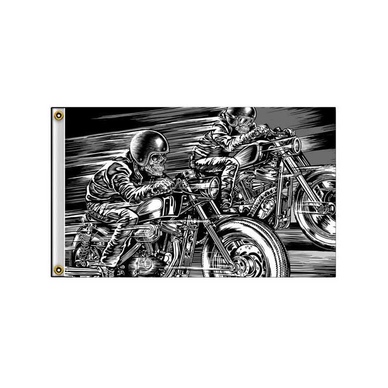 Bikers-Custom : Drapeau biker skull racer