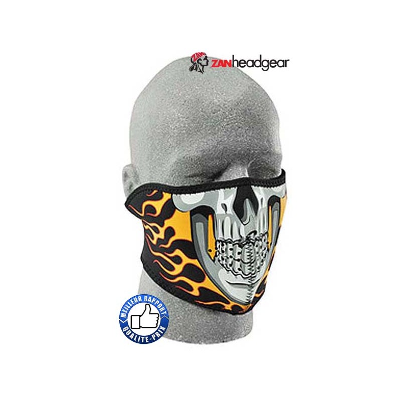 Bikers-Custom : Cache nez ou face mask flammes skull