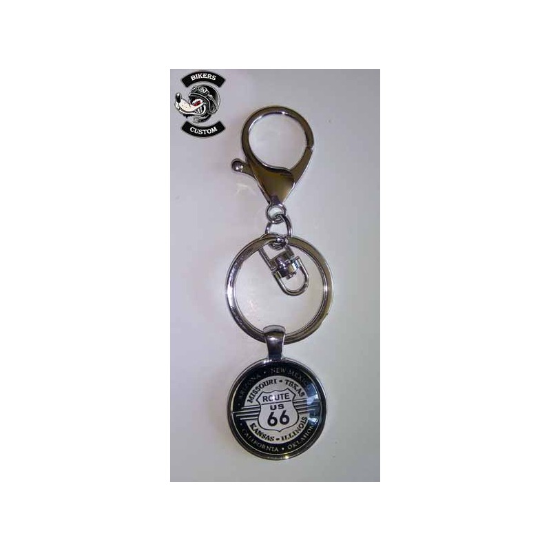 Bikers-Custom : Porte clés route 66 blanc