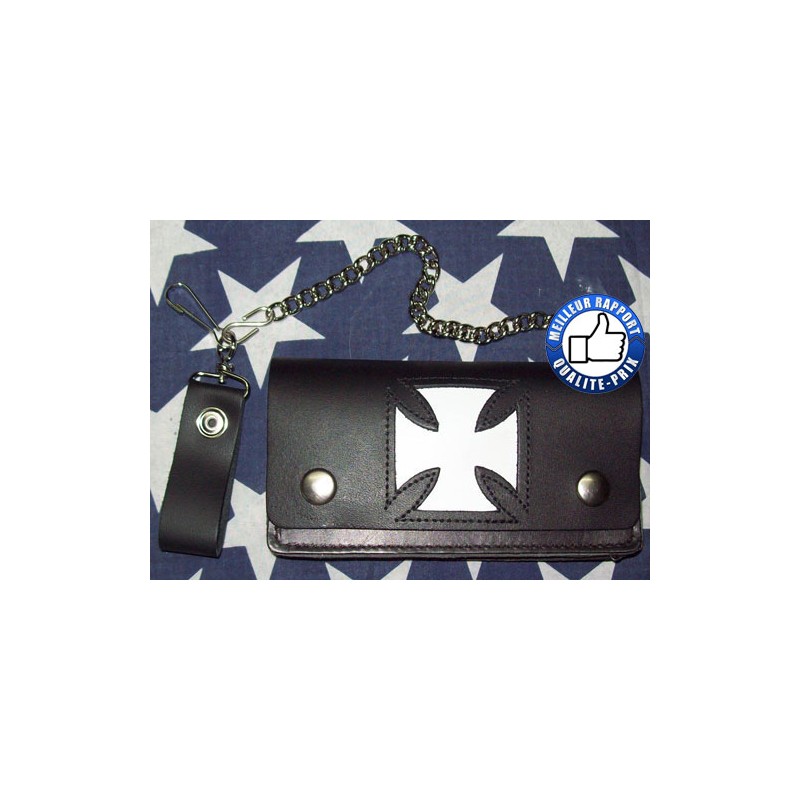 Bikers-Custom : Portefeuille cuir croix de malte