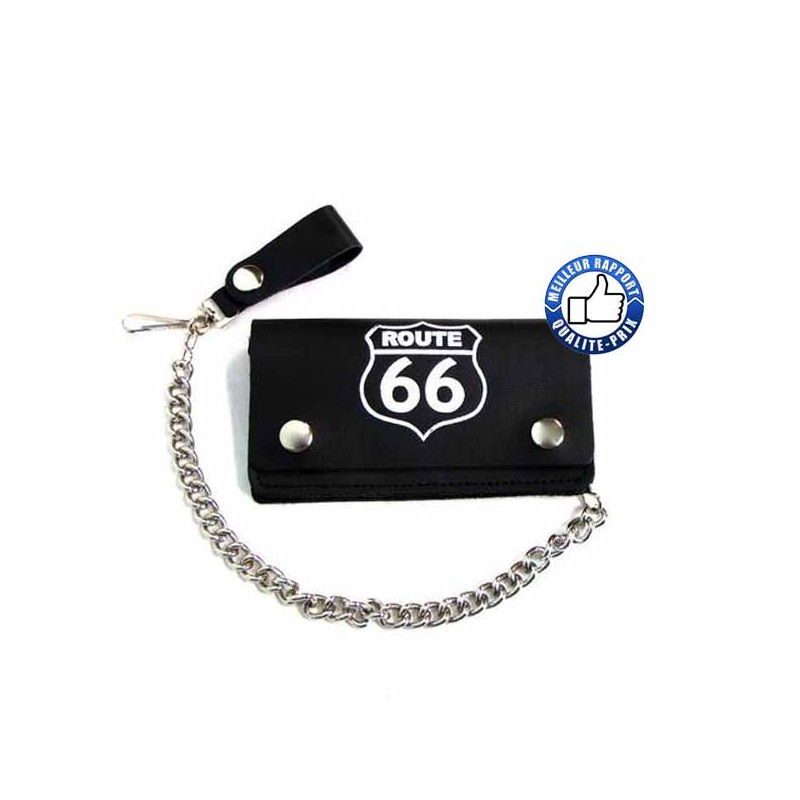 Bikers-Custom : Portefeuille cuir route 66